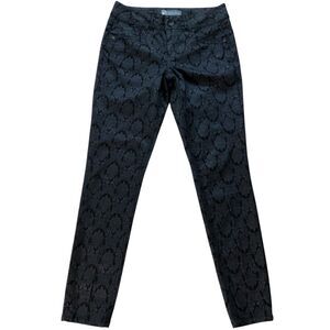Wit & Wisdom Womens Jeans size 6 Black Embossed Skinny Slim Leg x30"insm Stretch